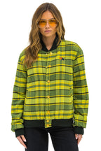 Retro PLAID UNISEX VARSITY JACKET - AVOCADO PLAID