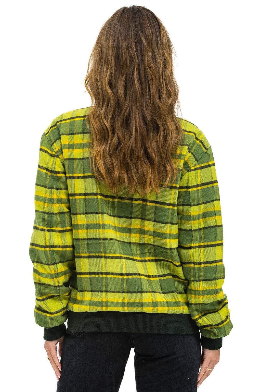 Retro PLAID UNISEX VARSITY JACKET - AVOCADO PLAID