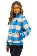 Retro PLAID UNISEX VARSITY JACKET - SKY PLAID