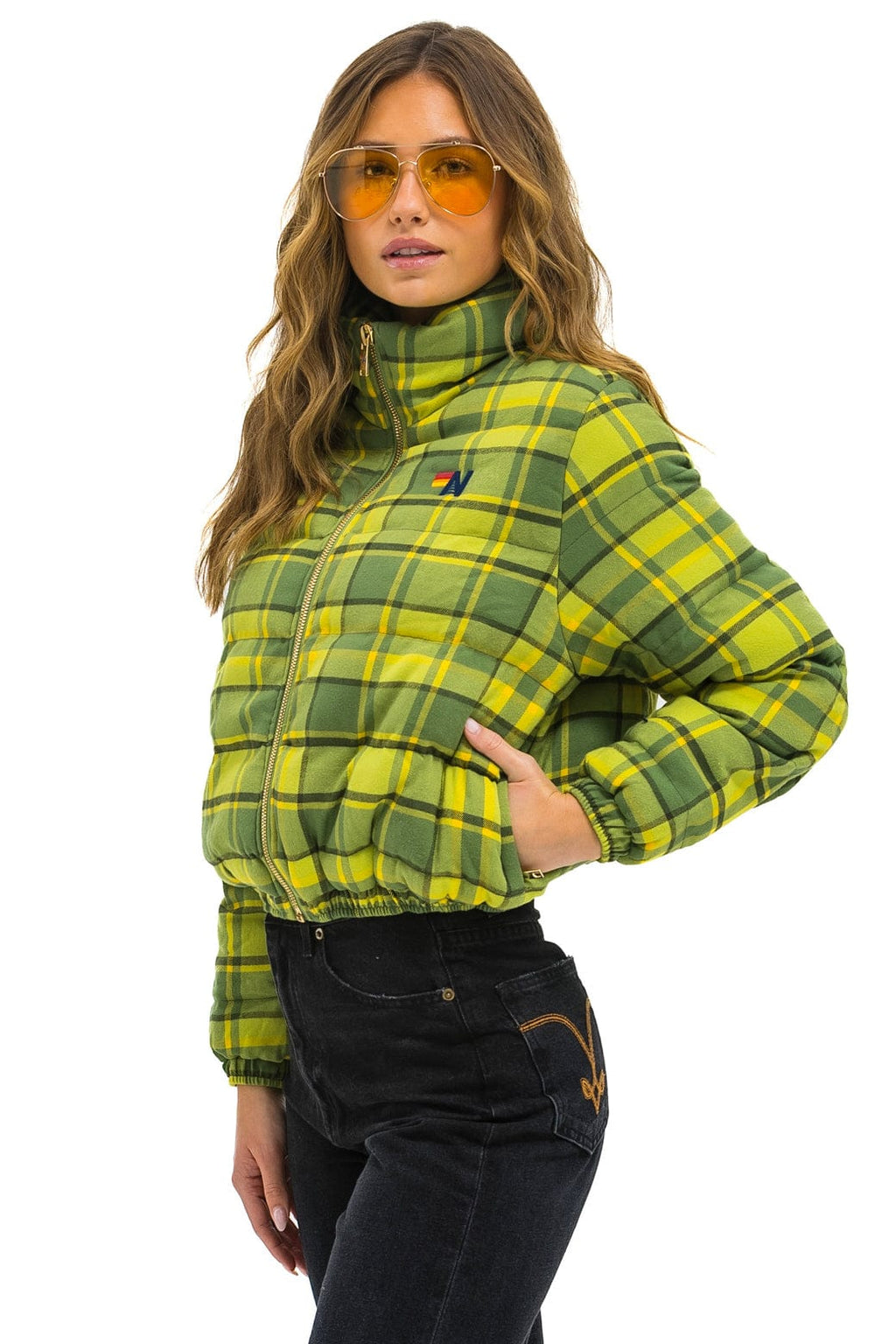 Retro APRES PLAID PUFFER JACKET - AVOCADO PLAID