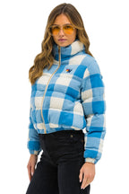Retro APRES PLAID PUFFER JACKET - SKY PLAID