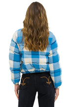 Retro APRES PLAID PUFFER JACKET - SKY PLAID