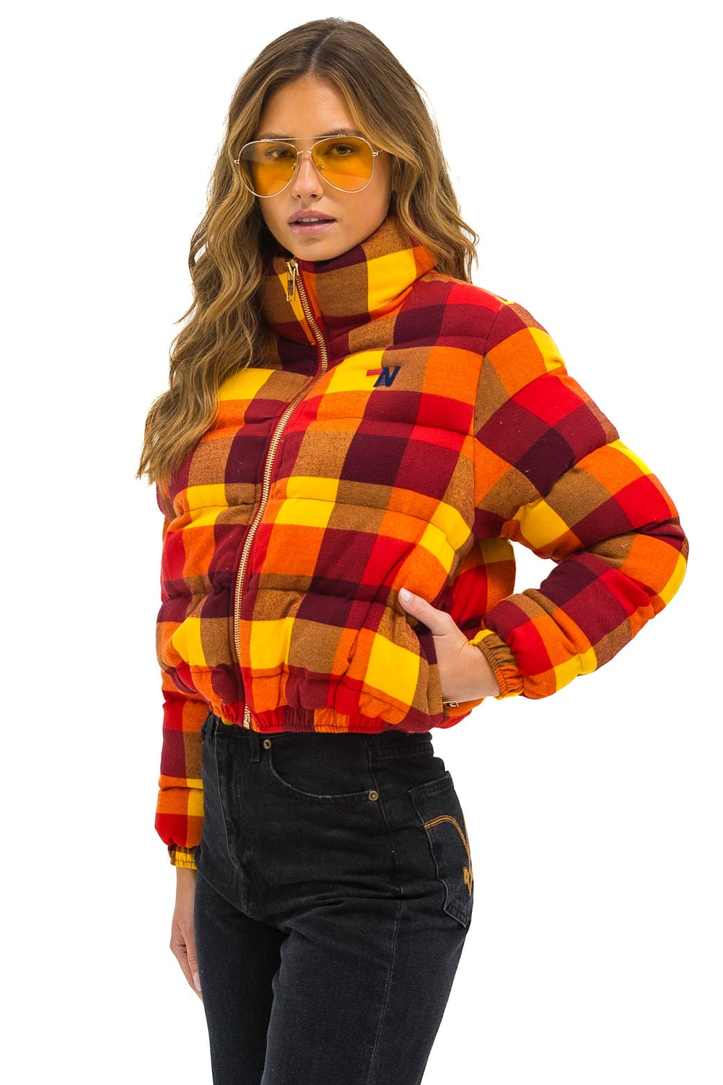 Retro APRES PLAID PUFFER JACKET - SURFY PLAID