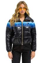 Retro 5 STRIPE APRES JACKET - GLOSSY BLACK BLUE STRIPES