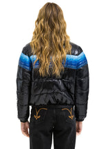 Retro 5 STRIPE APRES JACKET - GLOSSY BLACK BLUE STRIPES