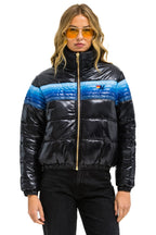 Retro 5 STRIPE APRES JACKET - GLOSSY BLACK BLUE STRIPES