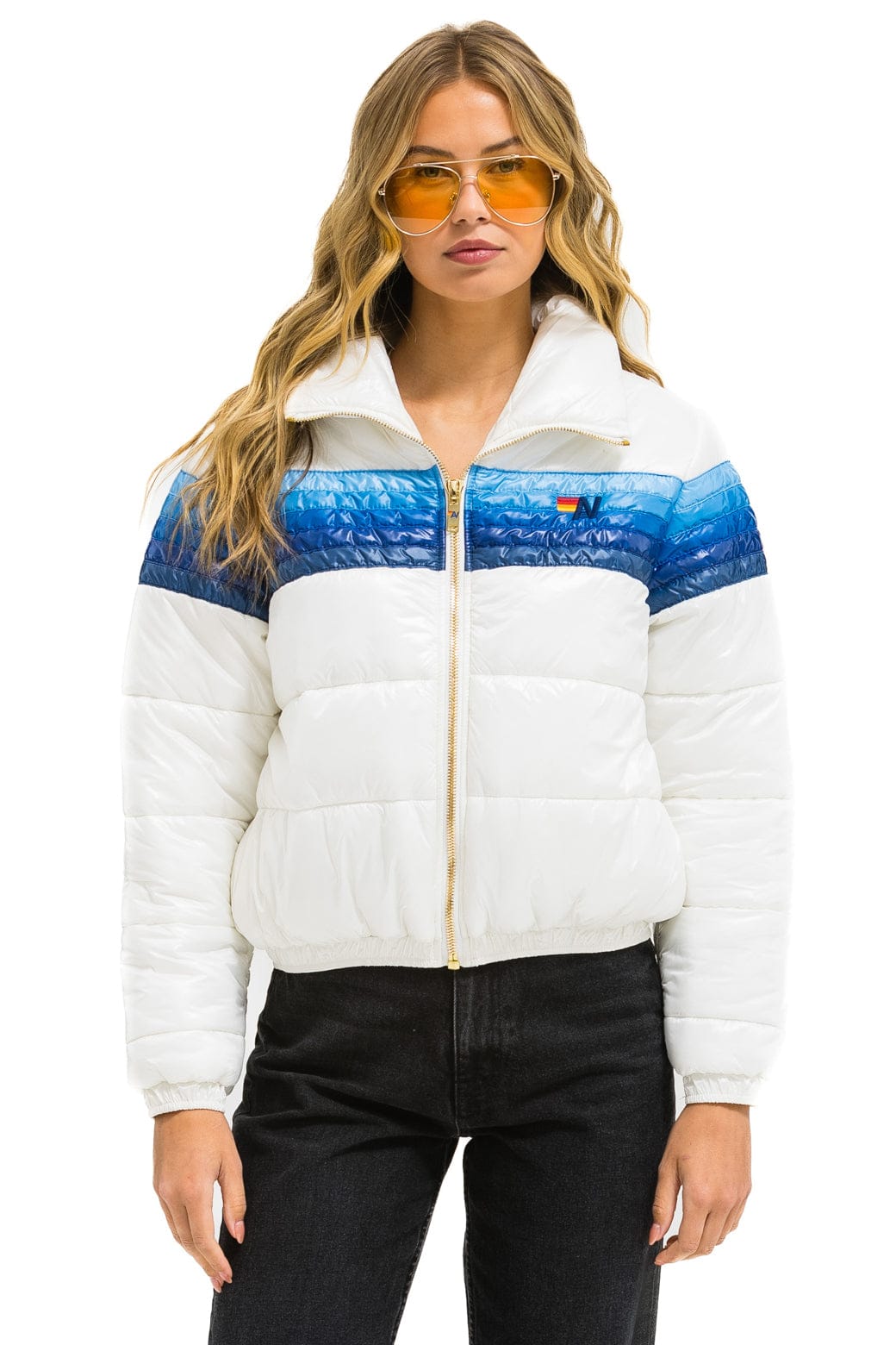 Retro 5 STRIPE APRES JACKET - GLOSSY WHITE BLUE STRIPES