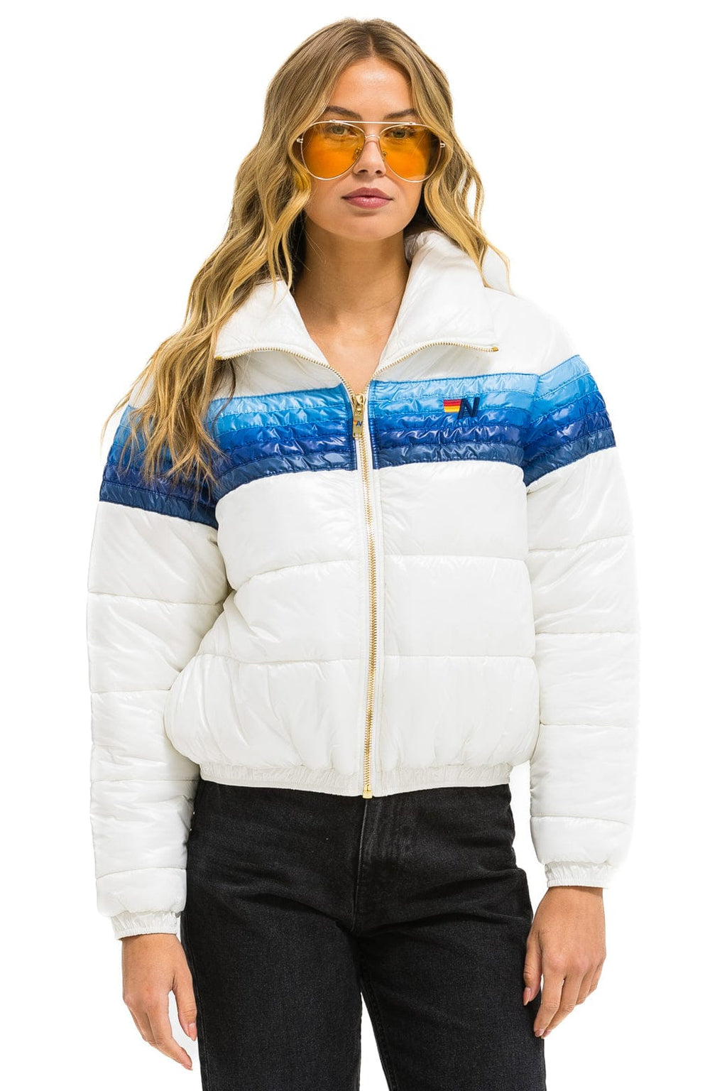 Retro 5 STRIPE APRES JACKET - GLOSSY WHITE BLUE STRIPES