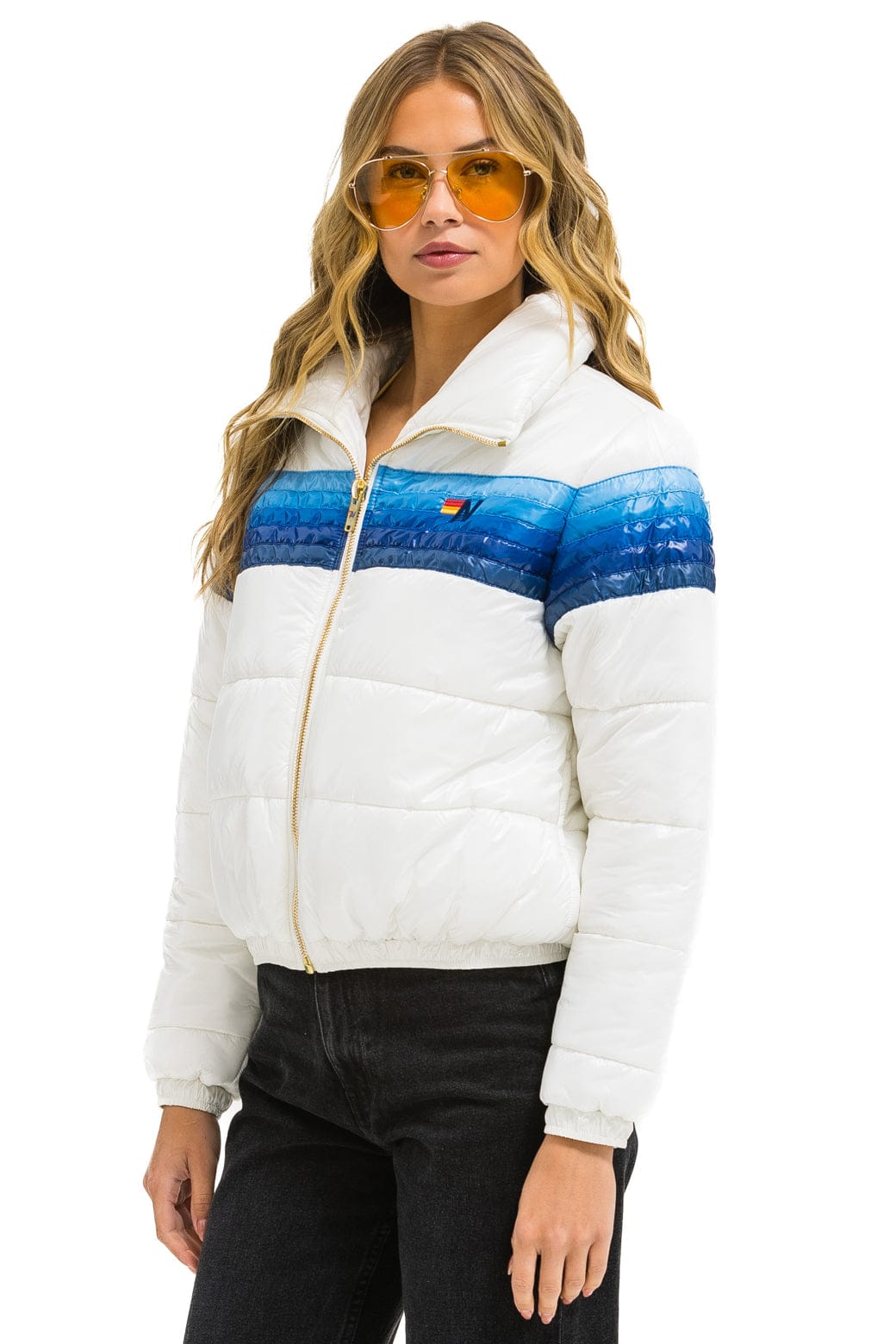 Retro 5 STRIPE APRES JACKET - GLOSSY WHITE BLUE STRIPES