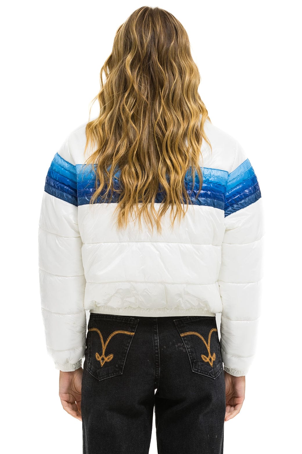 Retro 5 STRIPE APRES JACKET - GLOSSY WHITE BLUE STRIPES