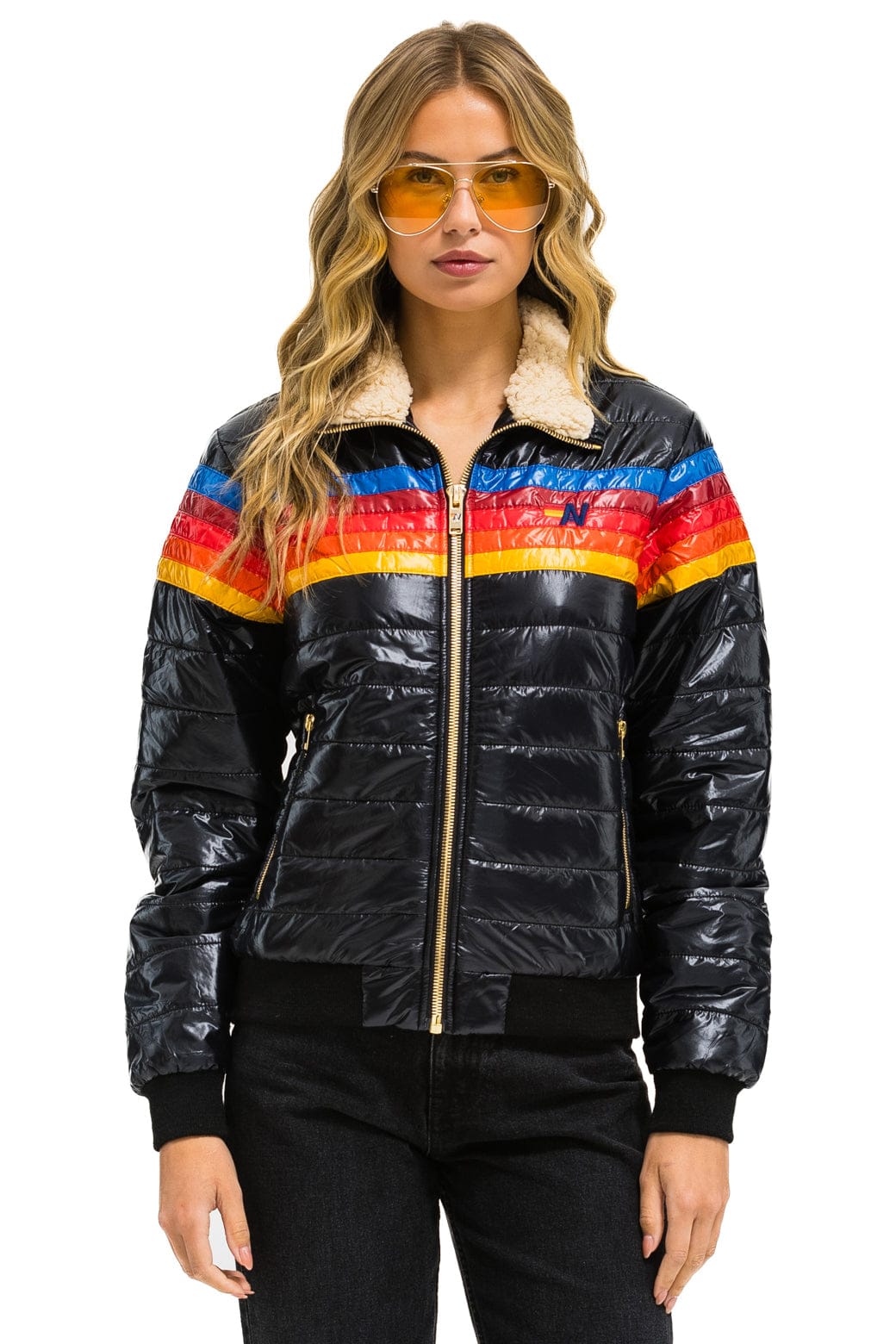 Retro 5 STRIPE JACKET - GLOSSY BLACK