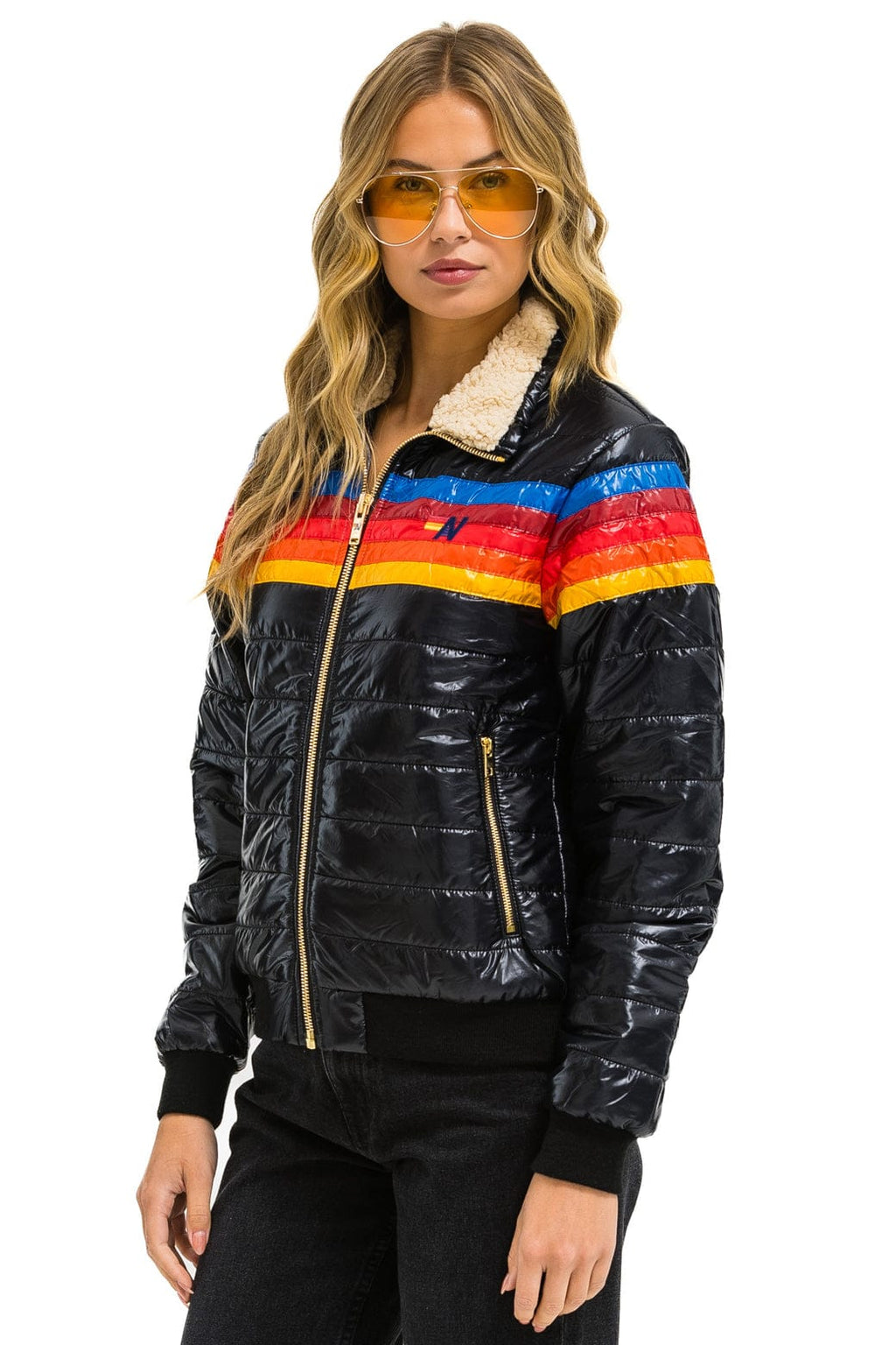 Retro 5 STRIPE JACKET - GLOSSY BLACK