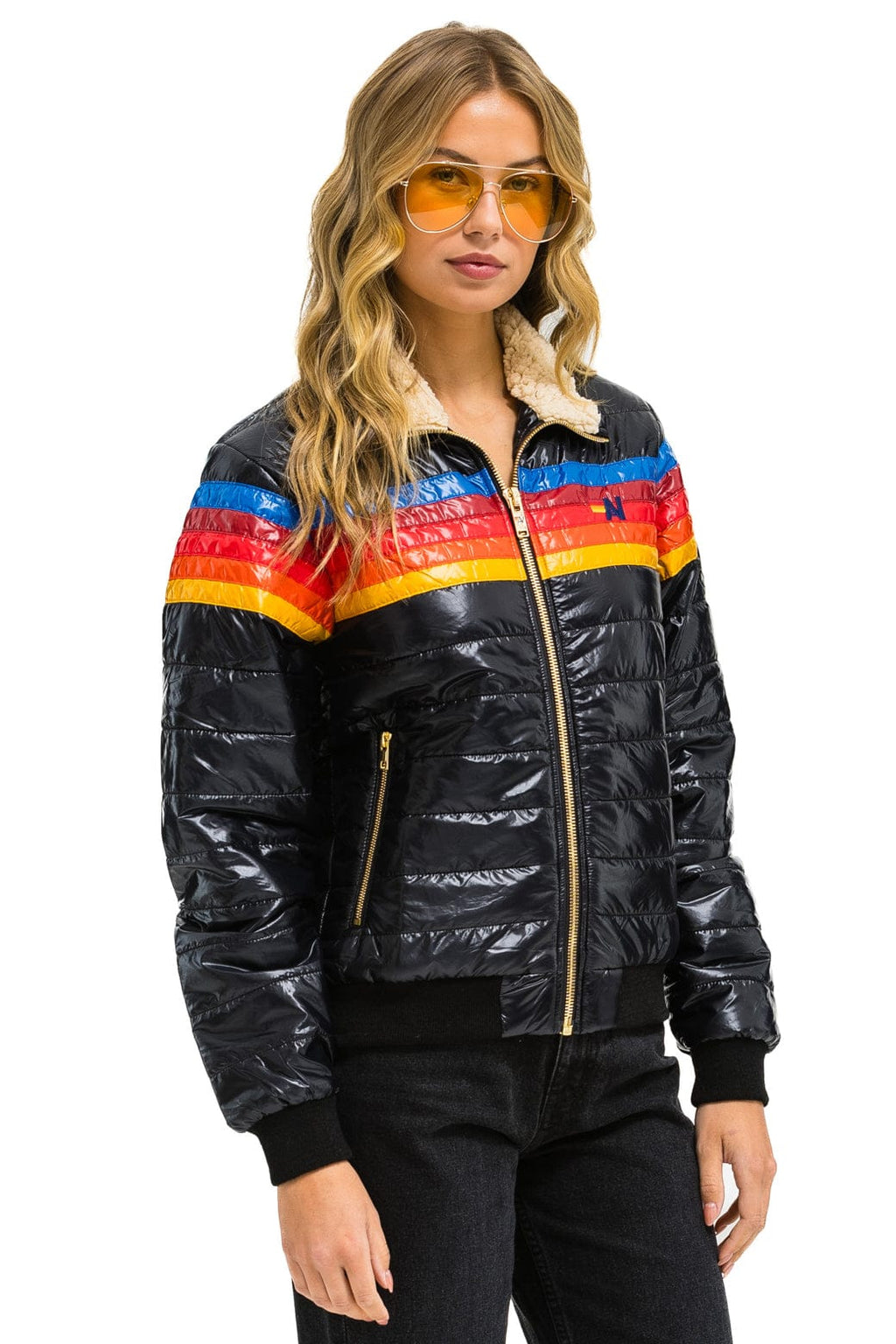 Retro 5 STRIPE JACKET - GLOSSY BLACK