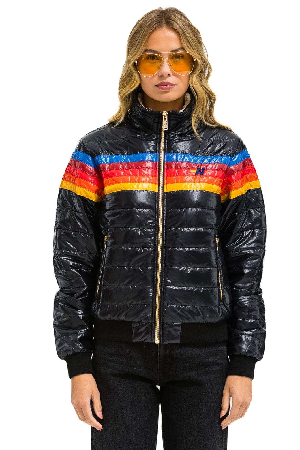 Retro 5 STRIPE JACKET - GLOSSY BLACK