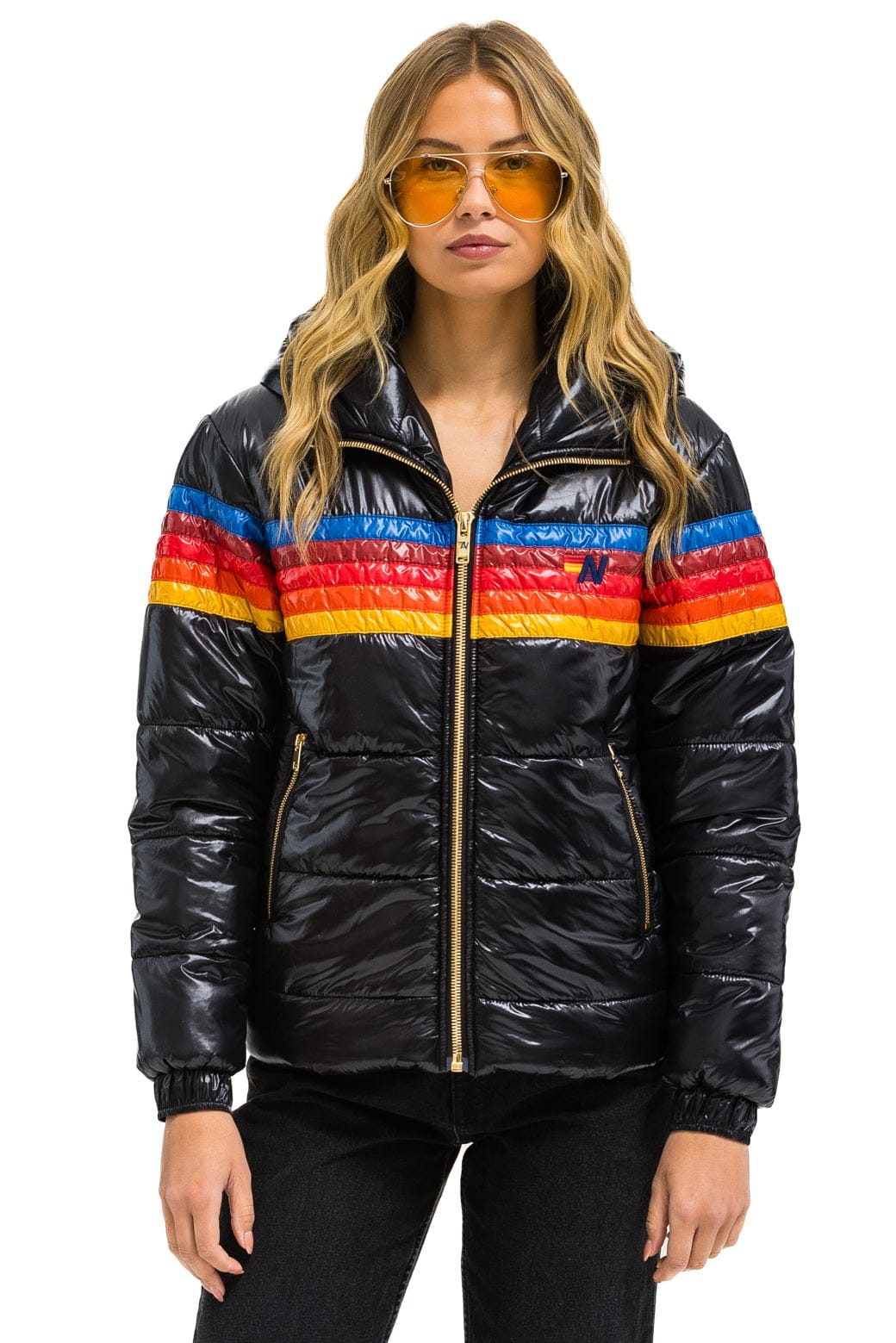 Retro 5 STRIPE TREKKER JACKET - GLOSSY BLACK