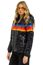 Retro 5 STRIPE TREKKER JACKET - GLOSSY BLACK