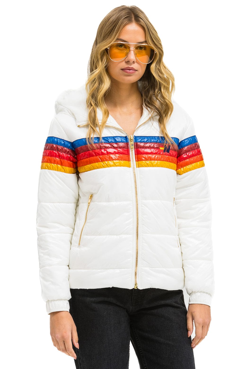 Retro 5 STRIPE TREKKER JACKET - GLOSSY WHITE