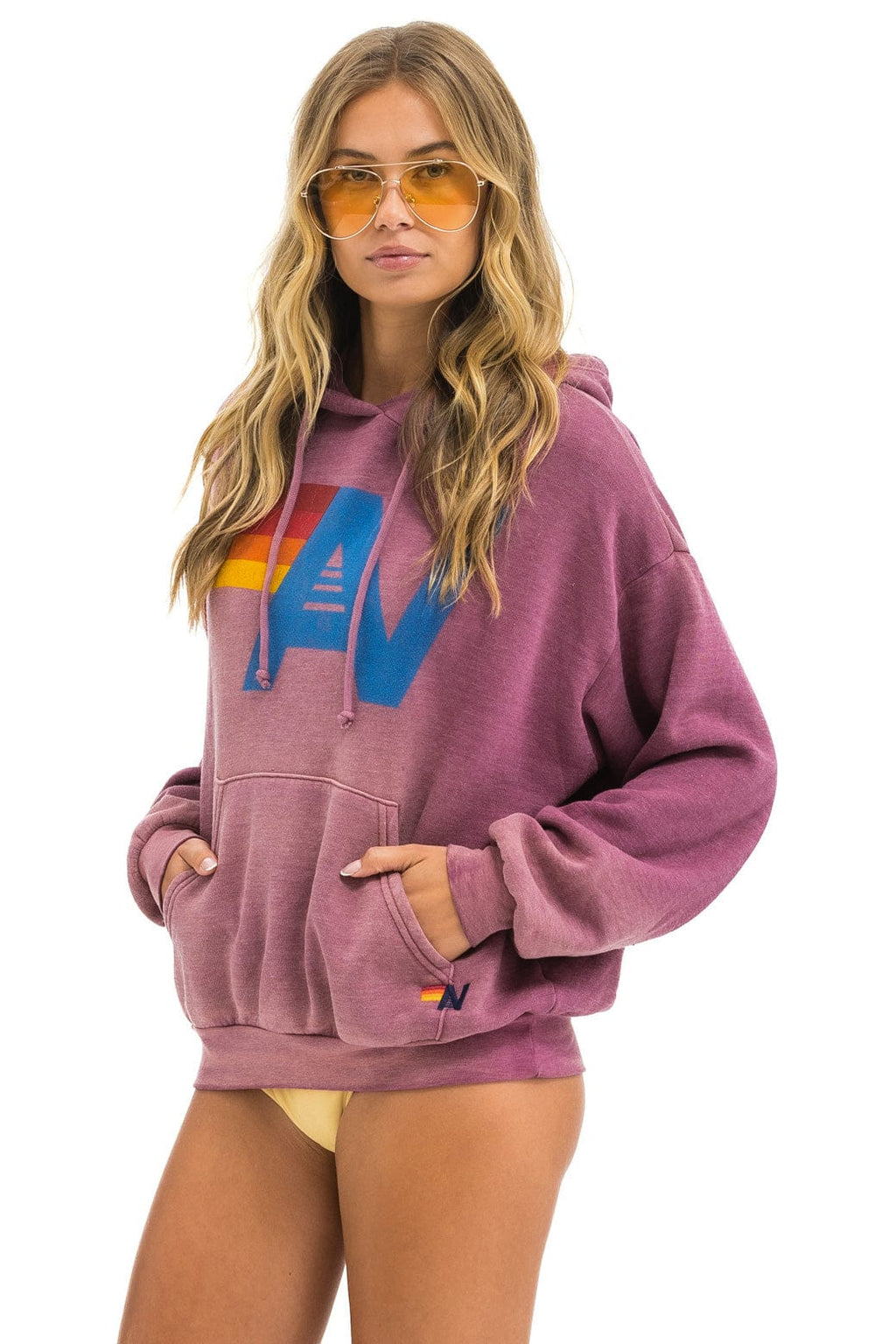 Retro VINTAGE LOGO RELAXED PULLOVER HOODIE - FADED BERRY