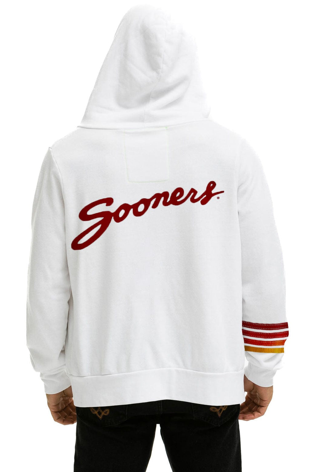 Retro UNIVERSITY OF OKLAHOMA SOONERS ZIP HOODIE - WHITE