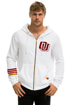 Retro UNIVERSITY OF OKLAHOMA SOONERS ZIP HOODIE - WHITE