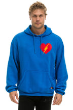 Retro BOLT HEART PULLOVER RELAXED HOODIE - ADVENTURE BLUE