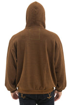 Retro BOLT HEART PULLOVER RELAXED HOODIE - CHOCOLATE