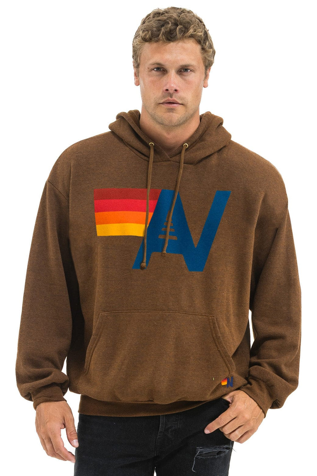 Retro LOGO PULLOVER RELAXED HOODIE - CHOCOLATE