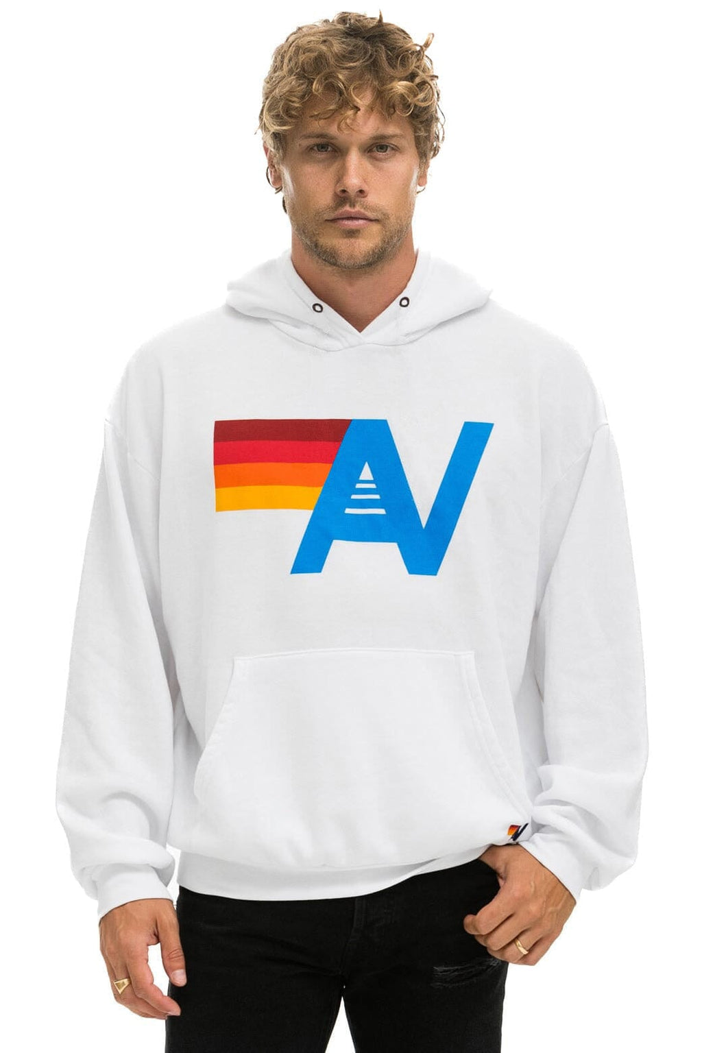Retro LOGO PULLOVER RELAXED HOODIE - WHITE