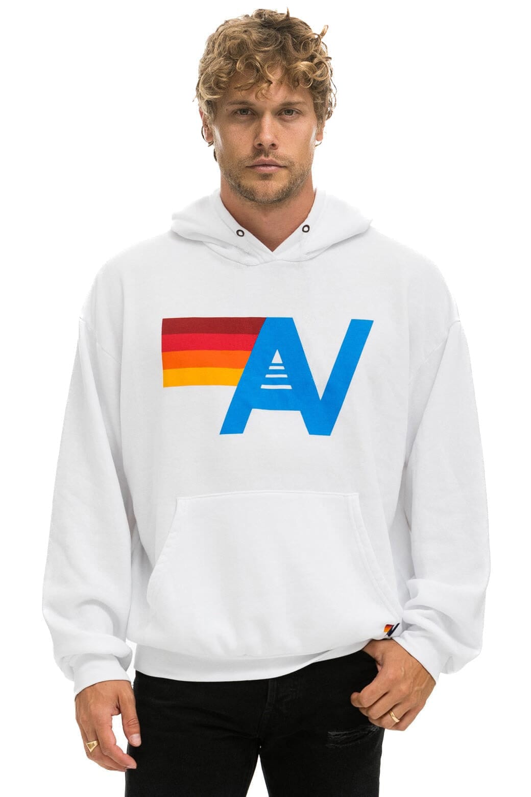Retro LOGO PULLOVER RELAXED HOODIE - WHITE