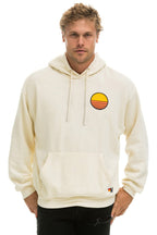 Retro SUNSET PATCH PULLOVER RELAXED HOODIE - VINTAGE WHITE