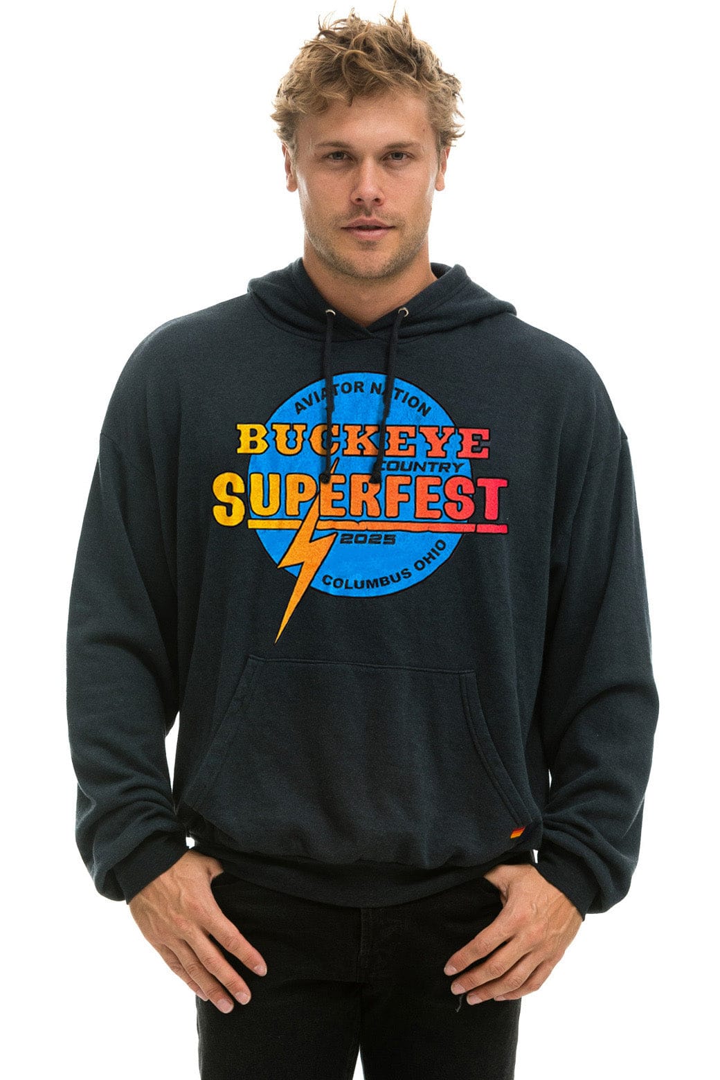 Retro BUCKEYE FEST 2025 RELAXED PULLOVER HOODIE - CHARCOAL