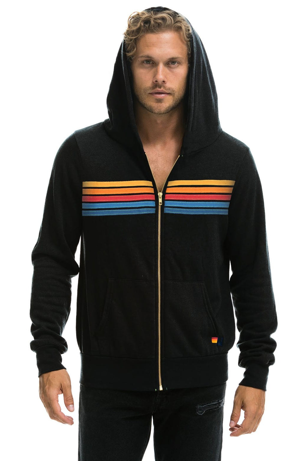 Retro 5 STRIPE HOODIE - BLACK