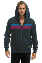 Retro 5 STRIPE HOODIE - CHARCOAL PINK PURPLE