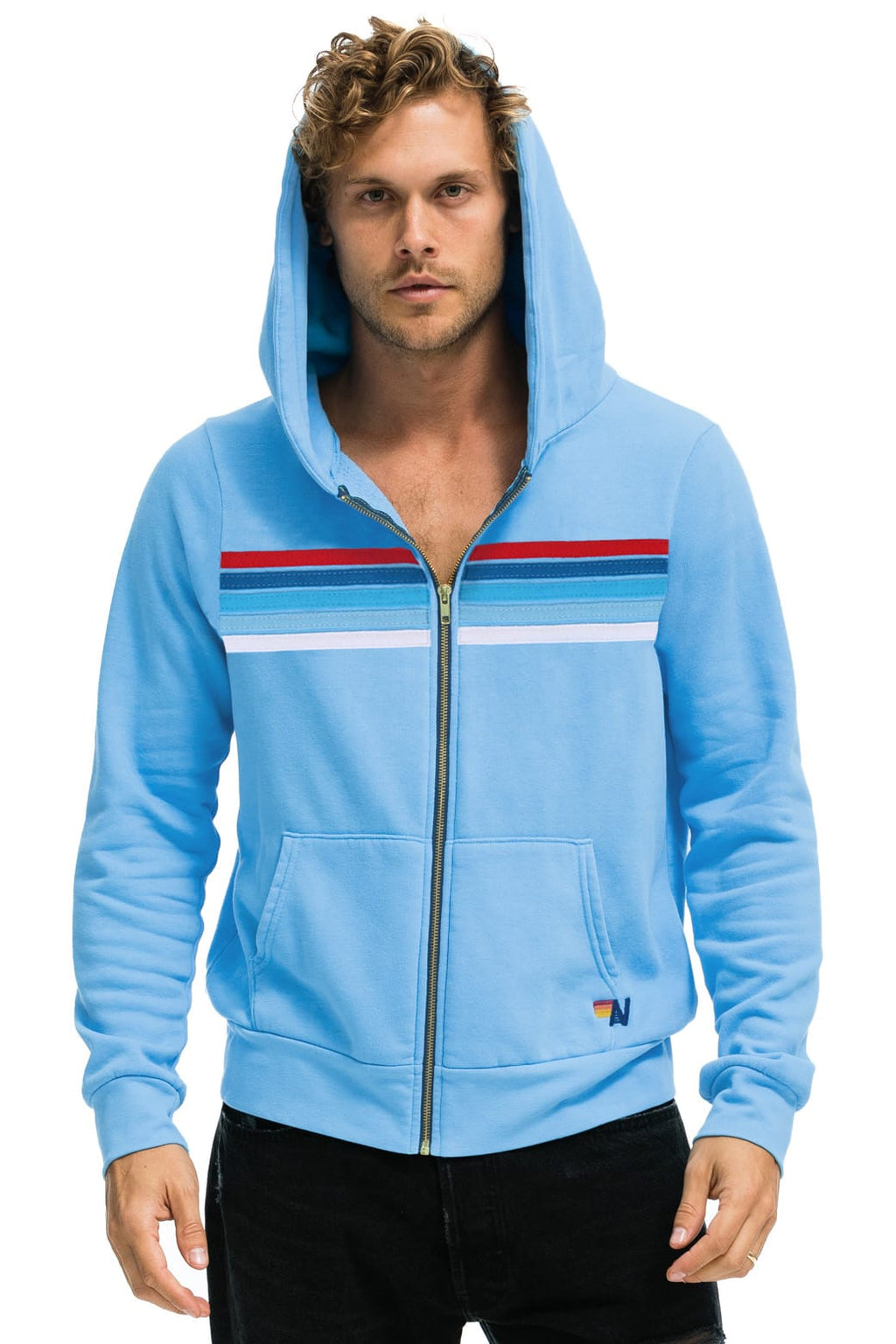 Retro 5 STRIPE AMERICA ZIP HOODIE - SKY USA