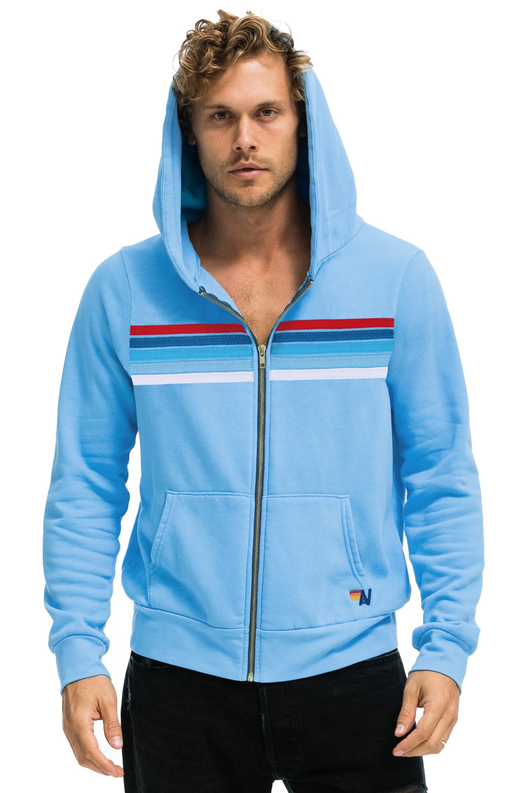 Retro 5 STRIPE AMERICA ZIP HOODIE - SKY USA