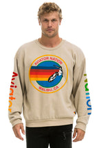 Retro AVIATOR NATION MALIBU RELAXED CREW SWEATSHIRT - SAND