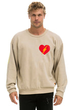 Retro BOLT HEART RELAXED CREW SWEATSHIRT - SAND