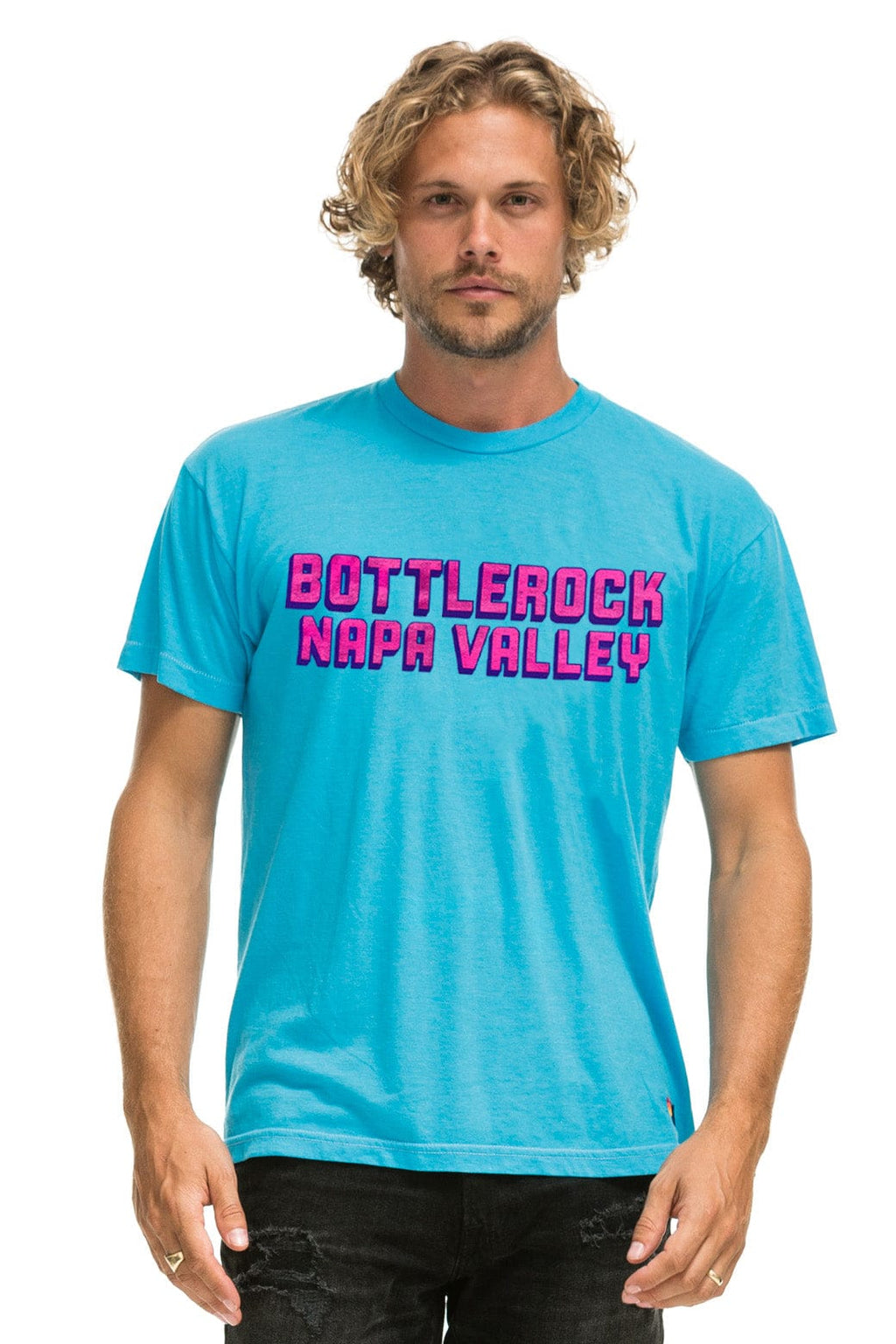 Retro BOTTLEROCK 2025 TEE - NEON BLUE