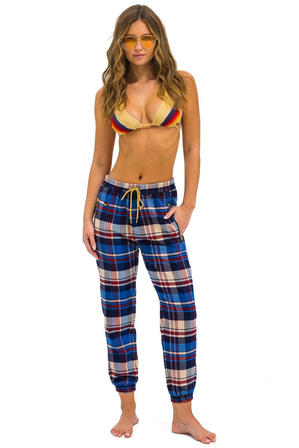 Retro UNISEX PLAID LODGE PANT - PATRIOT PLAID