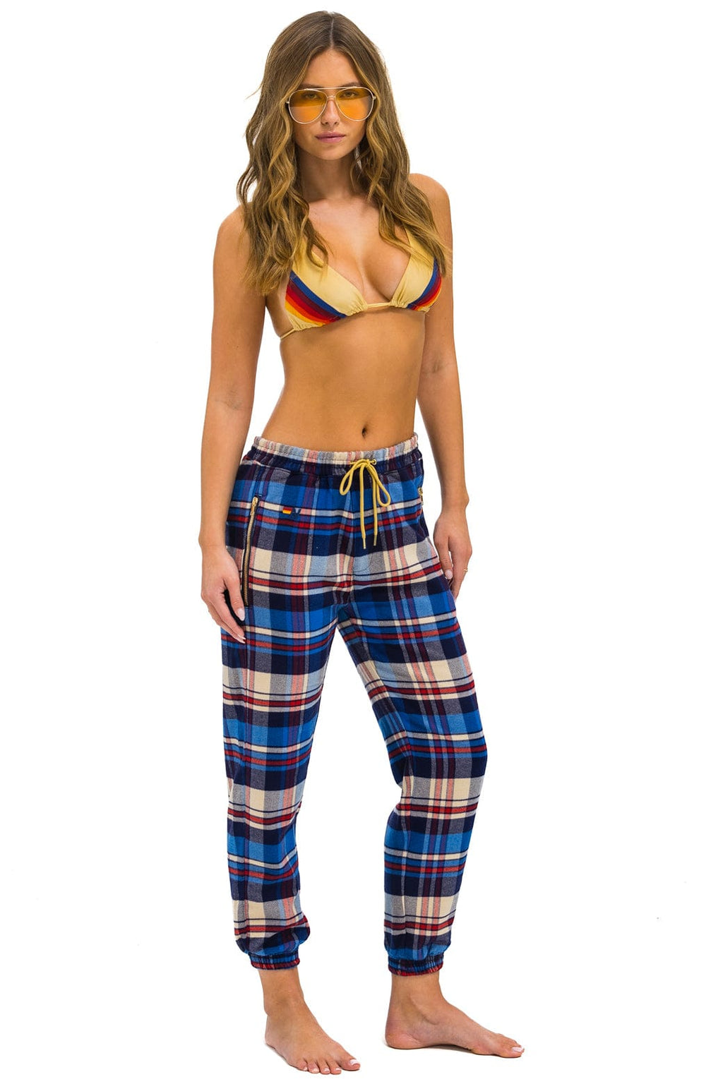 Retro UNISEX PLAID LODGE PANT - PATRIOT PLAID