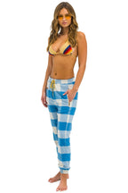 Retro UNISEX PLAID LODGE PANT - SKY PLAID