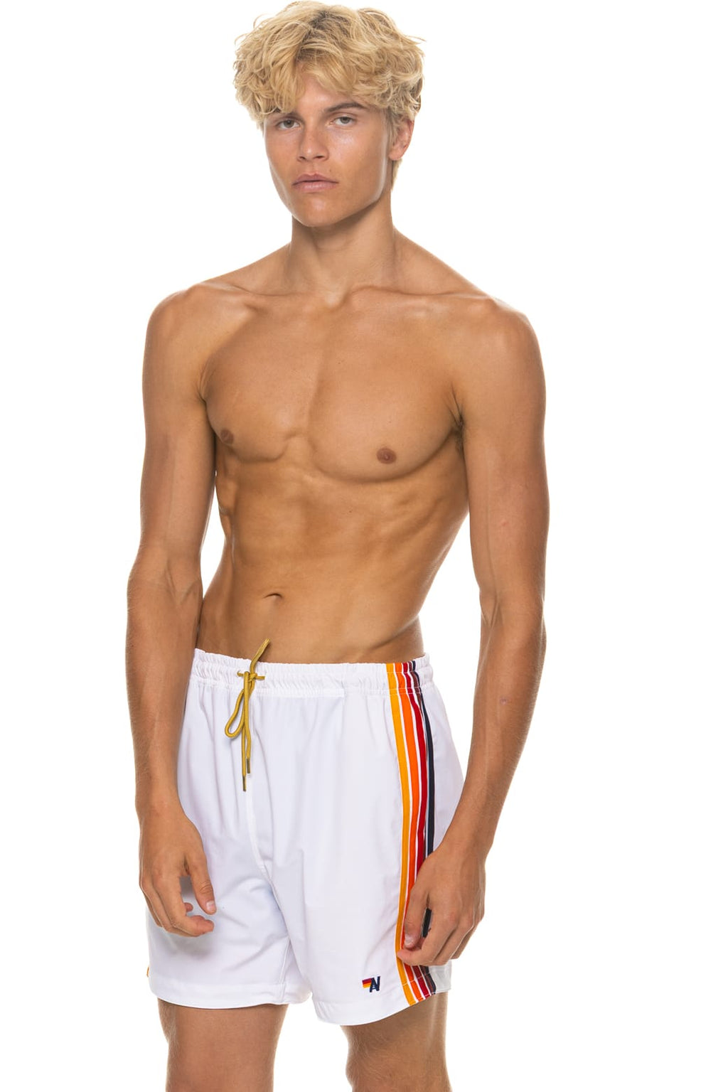 Retro MENS 5 STRIPE FLEX SHORTS - WHITE