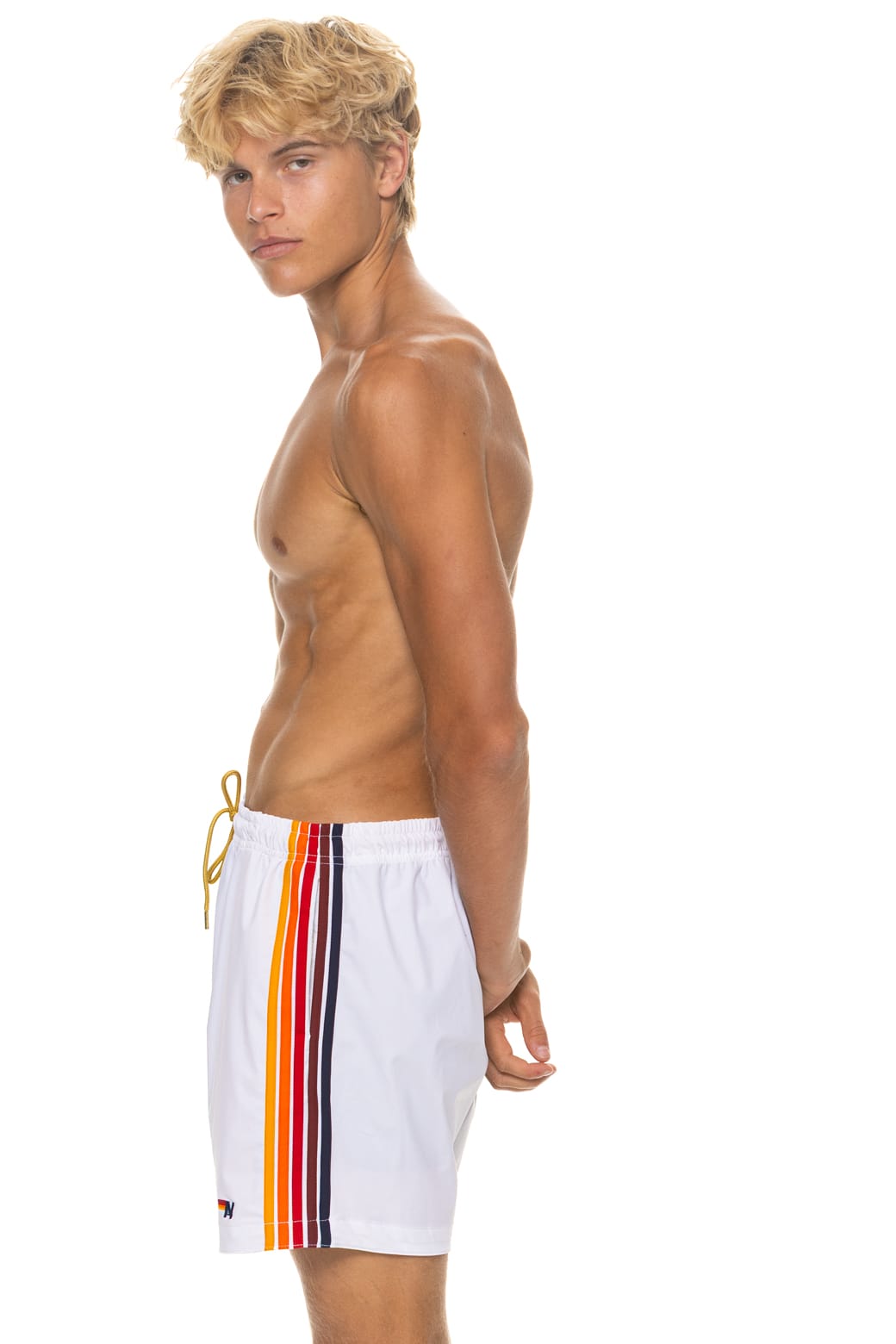 Retro MENS 5 STRIPE FLEX SHORTS - WHITE