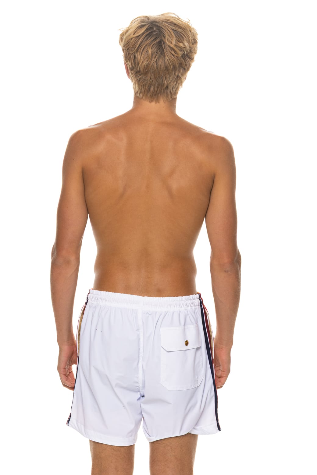 Retro MENS 5 STRIPE FLEX SHORTS - WHITE