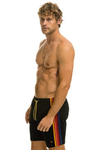 Retro MENS 5 STRIPE FLEX SHORTS 7 INCH - BLACK