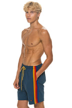 Retro MENS 5 STRIPE FLEX SHORTS 7 INCH - DEEP OCEAN