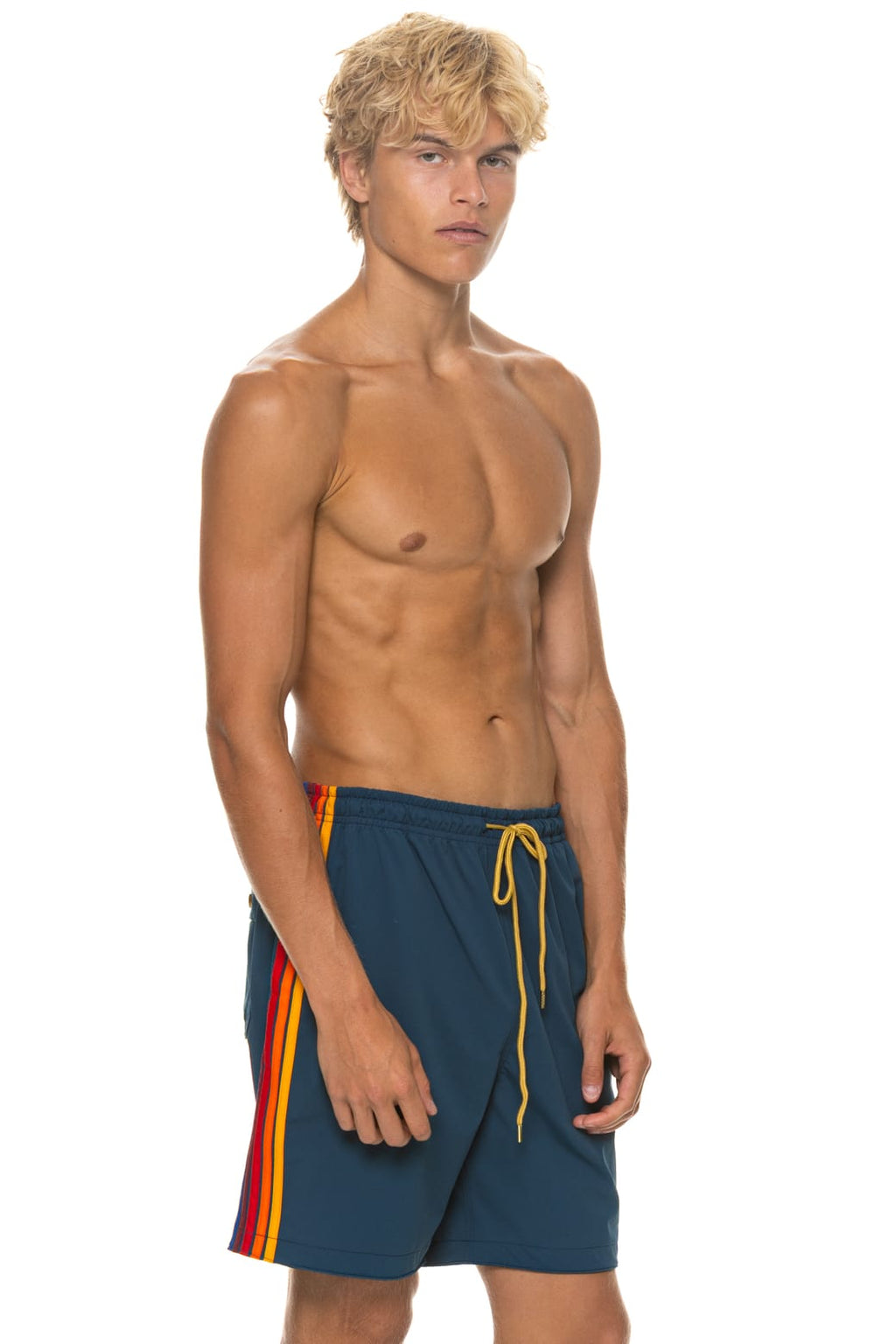 Retro MENS 5 STRIPE FLEX SHORTS 7 INCH - DEEP OCEAN