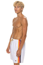 Retro MENS 5 STRIPE FLEX SHORTS 7 INCH - WHITE