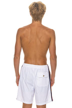 Retro MENS 5 STRIPE FLEX SHORTS 7 INCH - WHITE