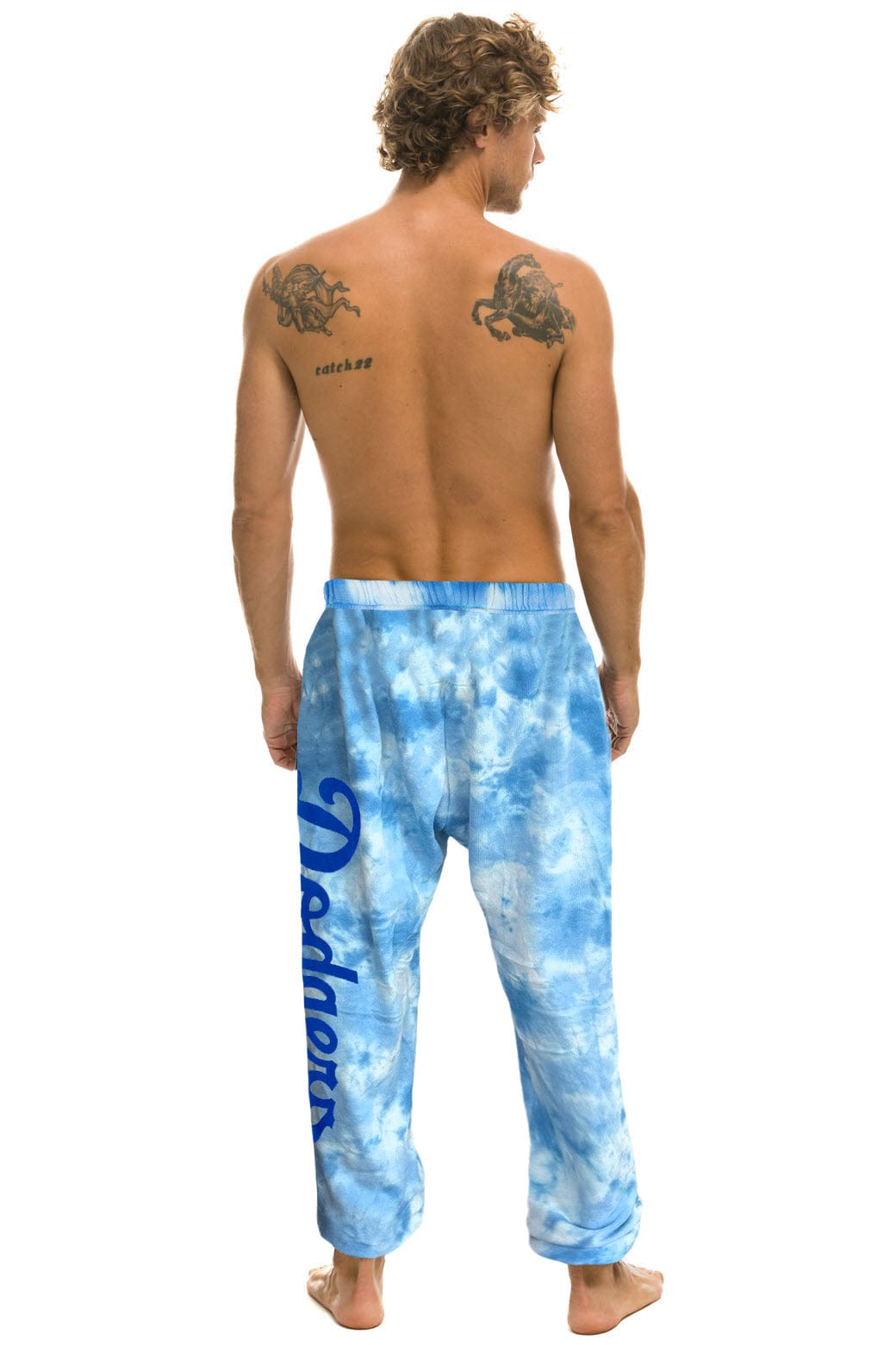 Retro LOS ANGELES DODGERS HAND DYED SWEATPANTS - TIE DYE BLUE
